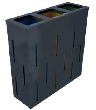 OSLO M Insula pentru reciclare cu design elegant pentru spatii moderne  metalic  de exterior  3x38L  75x25x75 cm